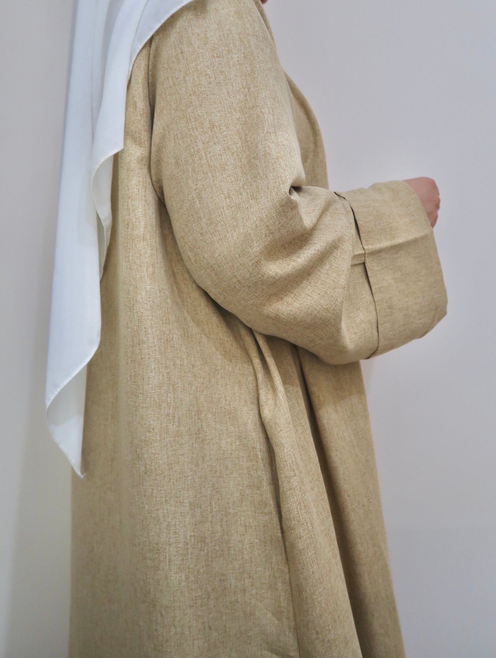 Linen Closed Abaya Beige