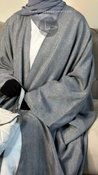 Abaya chauve-souris en lin - gris