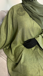 Abaya chauve-souris en lin - sauge