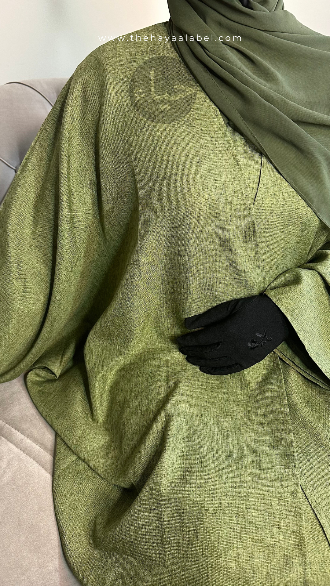 Abaya chauve-souris en lin - sauge