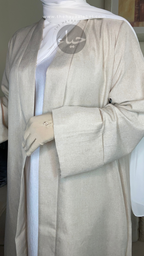 Abaya Ouverte en Lin - Vanille