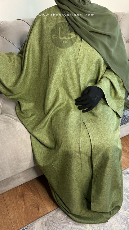 Abaya chauve-souris en lin - sauge