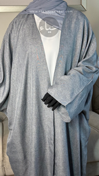 Abaya chauve-souris en lin - gris