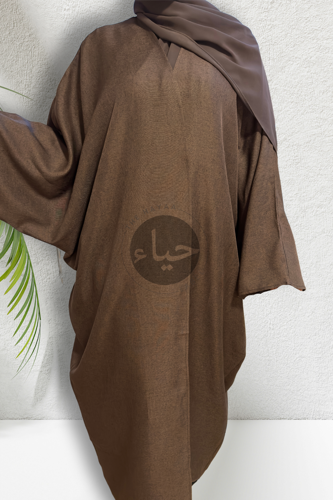 Linen batwing abaya - coffee