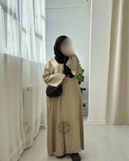 Abaya Ouverte en Lin - Beige