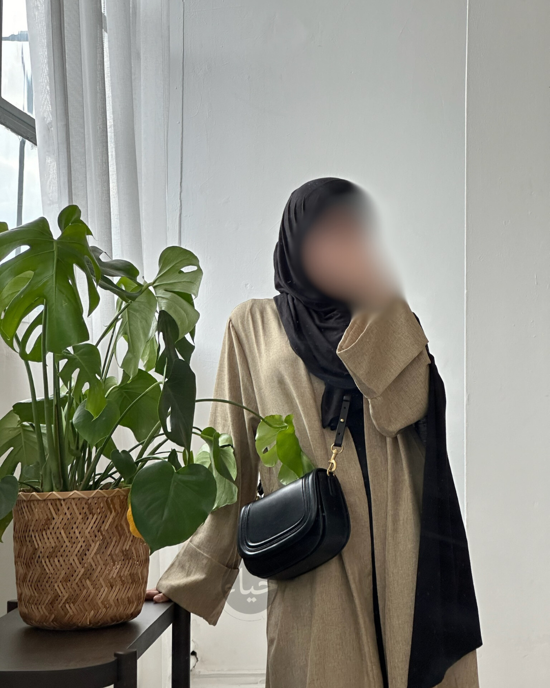 Abaya Ouverte en Lin - Beige