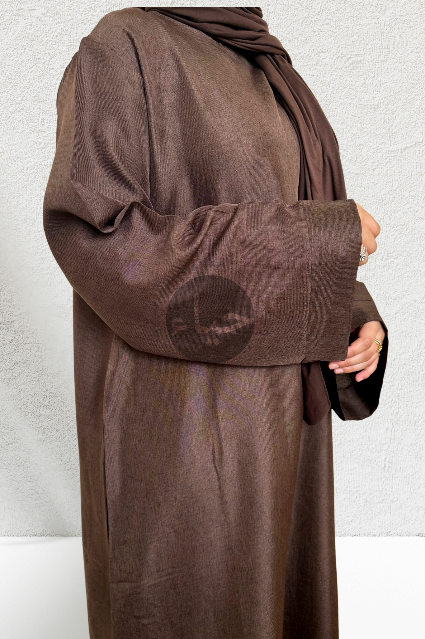 Abaya Fermée en Lin - Café