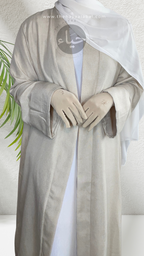 Abaya Ouverte en Lin - Vanille