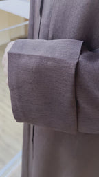 Abaya Ouverte en Lin - Café