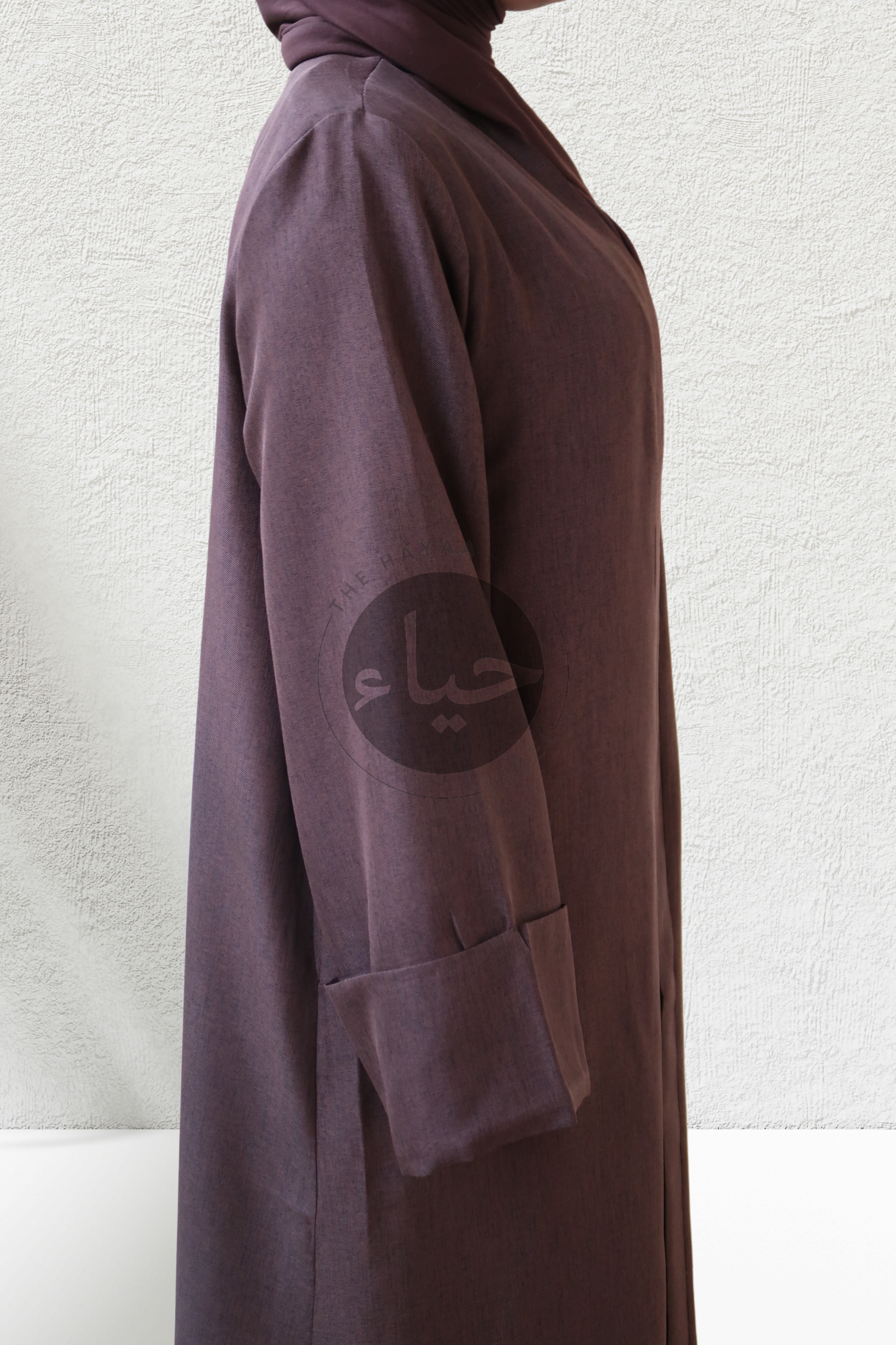 Abaya Ouverte en Lin - Café