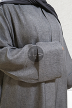 Abaya Ouverte en Lin - Gris
